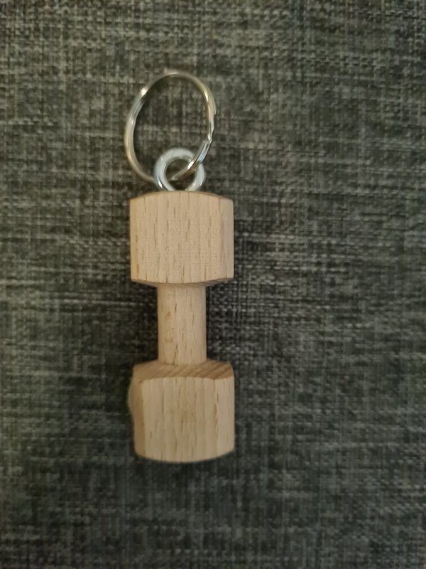 Schlüsselanhänger Knochen Hantel Holz